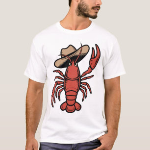 Camiseta Design de Lagosta Cowboy Ocidental Frutos do Mar E