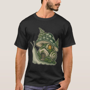 Camiseta Design de Lanterna de Cottage Cogumelo Caracol Aco