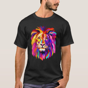 Camiseta Design De Leão legal Com Cor Brilhante