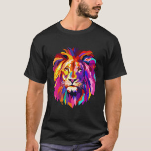 Camiseta Design De Leão legal Com Cor Brilhante