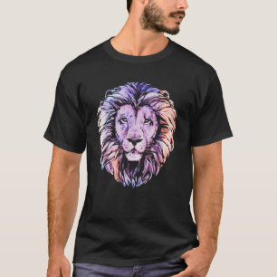 Camiseta Design de Leão legal com Cor Brilhante