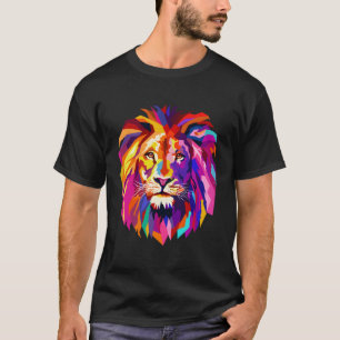 Camiseta Design De Leão legal Com Cor Brilhante