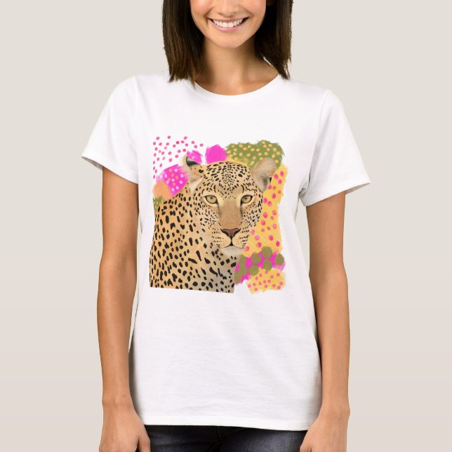 Camiseta Design de Leopardo Moderno Colorido (Frente)