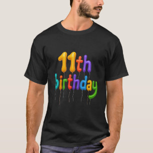 Camiseta Design de Letras de Balão de Aniversário de 11 ano