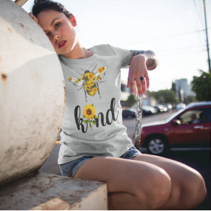 Camiseta Design de Letreiro de Girassóis Inspiradores Bee K