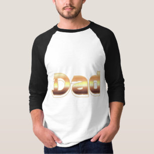 Camiseta Design de Letreiro do Pai em Dourado Metálico em N