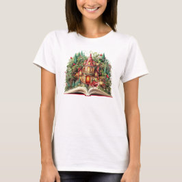 Camiseta Design de Livro de Natal Festivo