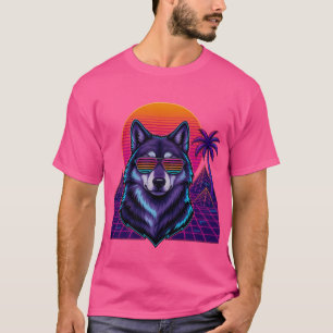 Camiseta Design de Lobo Legal com Retro/Synthwave