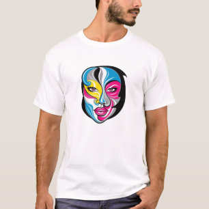 Camiseta design de logotipo Abstrato Face Art