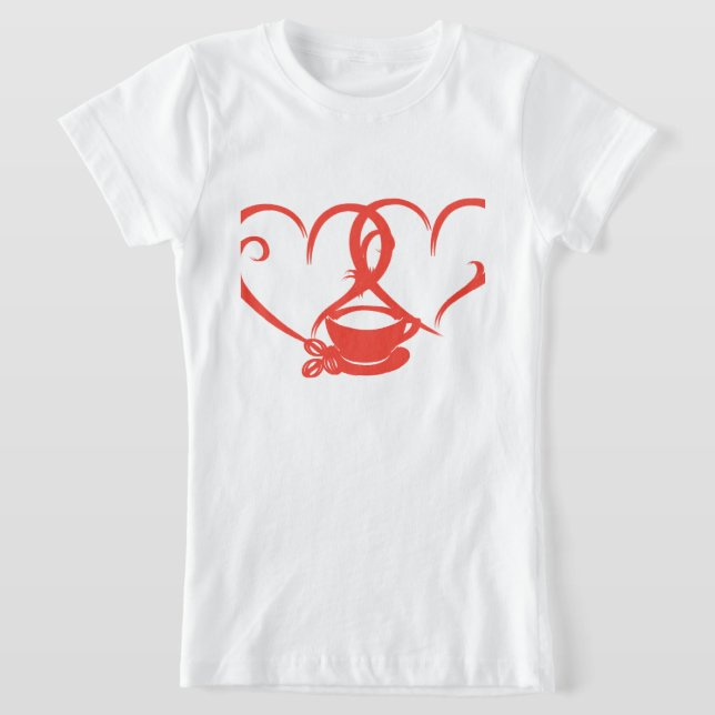 Camiseta Design de Logotipo de Café Romântico (Postura )