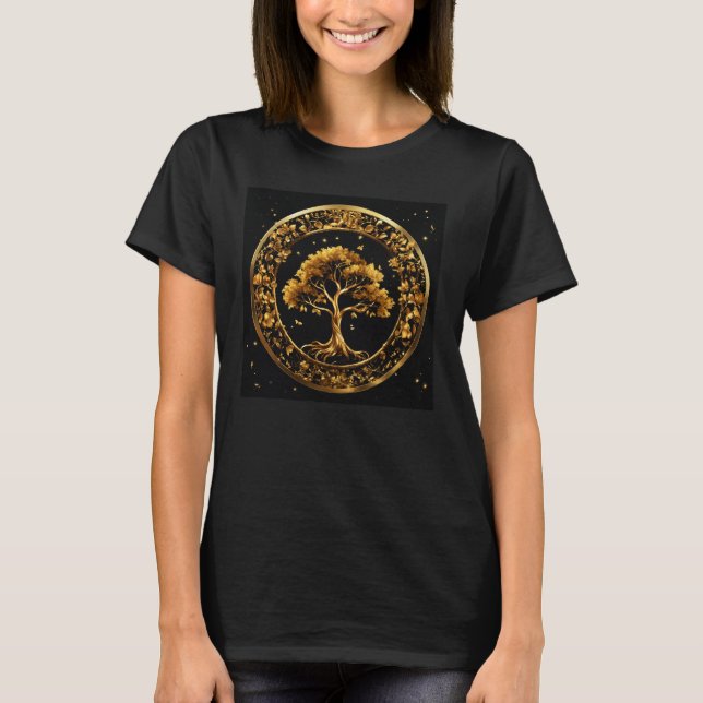 Camiseta design de logotipo emblem encantado do ouro (Frente)