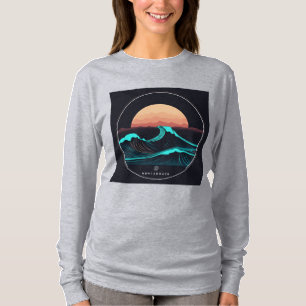 Camiseta Design de Logotipo Minimalista Onda Oceânica Monta