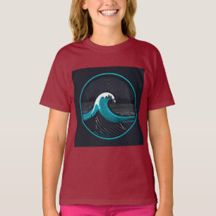 Camiseta Design de Logotipo Minimalista Onda Oceânica Monta