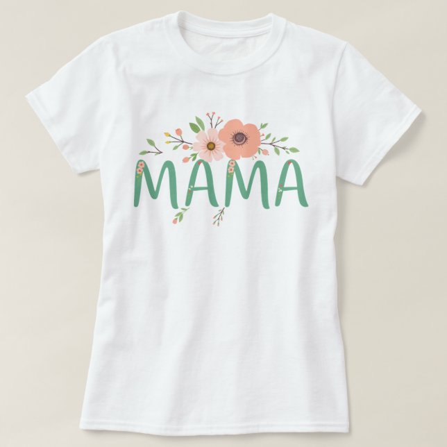 Camiseta Design de Mãe Floral Personalizada, Presente de Di (Frente do Design)