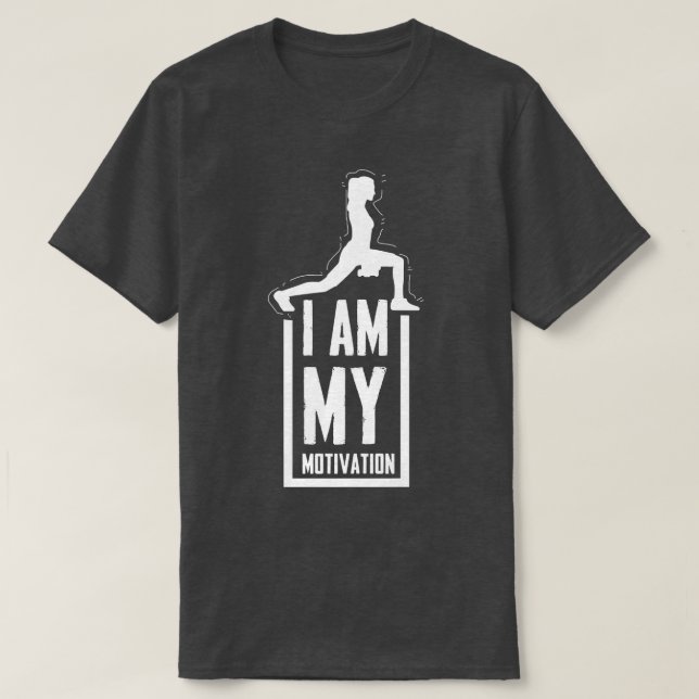 Camiseta Design de Malhação de Workout de Potlevação Eu Sou (Frente do Design)