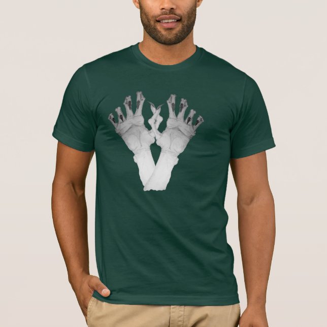 Camiseta design de mãos monstro assustadoras e horríveis (Frente)