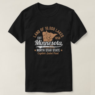 Camiseta Design de Mapa Antigo de Minnesota Terra dos 10.00