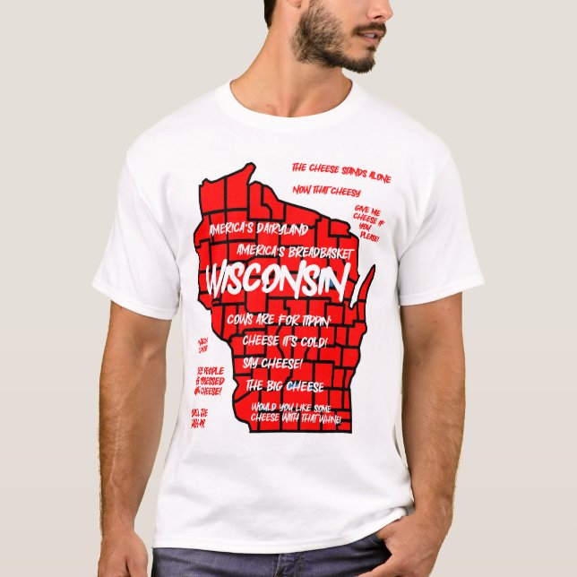 Camiseta Design de mapa engraçado de Wisconsin (Frente)