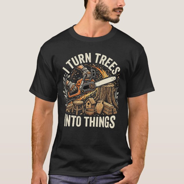 Camiseta Design de Marcenaria de Árvore à Mesa (Frente)