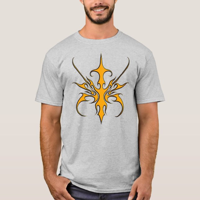 Camiseta Design de máscara tribal - Laranja (Frente)