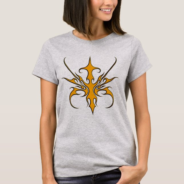 Camiseta Design de máscara tribal - Laranja (Frente)