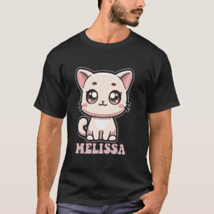 Camiseta Design de Melissa Gatinho Fofo para Meninas Nome M