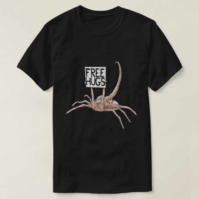 Camiseta Design de Meme de Alien Sinistro com Abraços Gráti (Frente do Design)