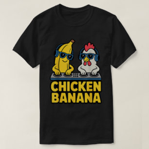 Camiseta Design de Meme de DJ Engraçado com Frango e Banana