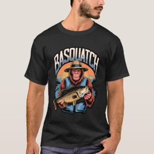 Camiseta Design de Meme de Pesca do Bassquatch Engraçado