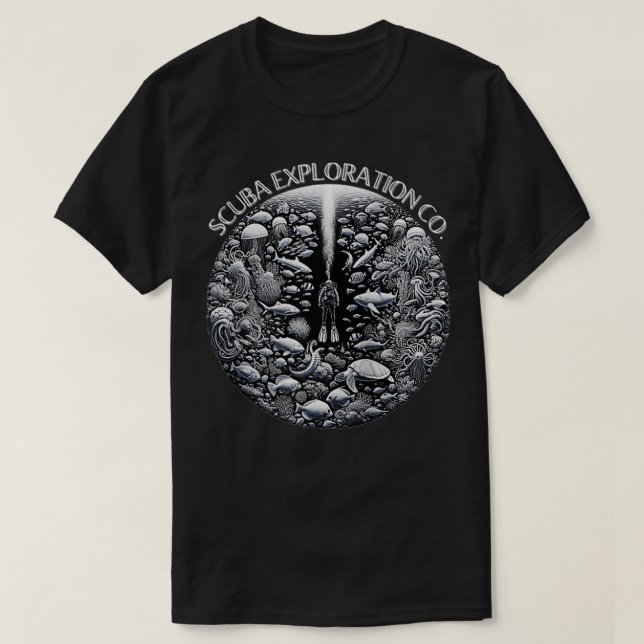 Camiseta Design de mergulho no oceano de exploração Scuba c (Frente do Design)