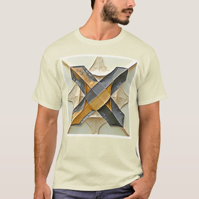 Camiseta Design de Metal Dourado Abstrato (Frente)