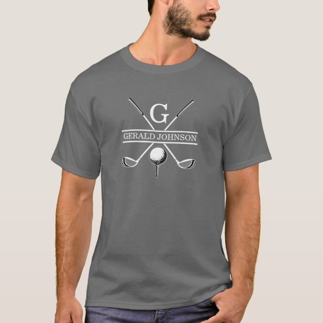 Camiseta Design de Monograma de Golfe Elegante (Frente)