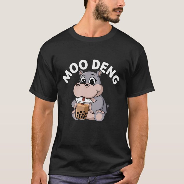 Camiseta Design De Moo-Deng Cute Para Pygmy Hippo (Frente)