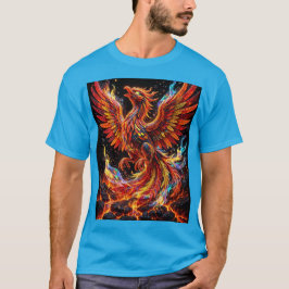 Camiseta design de mosaico de fênix de fogo de neon
