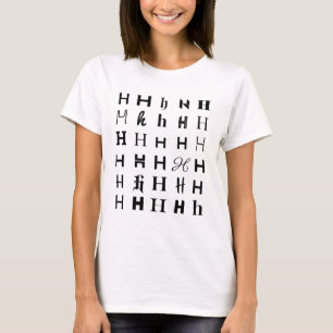 Camiseta design de mosaico de letra H tipográfico