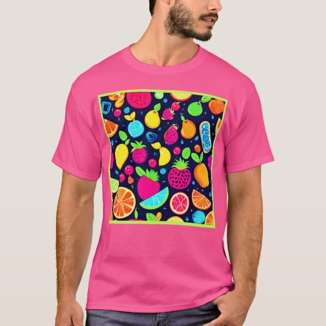 Camiseta Design de mosaico Fruta brilhante (Frente)