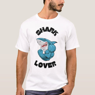 Camiseta Design de Músculo Forte Amante de Tubarão