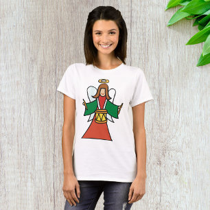 Camiseta Design de Música Natal Angel Drummer Holider