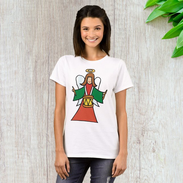 Camiseta Design de Música Natal Angel Drummer Holider (Criador carregado)