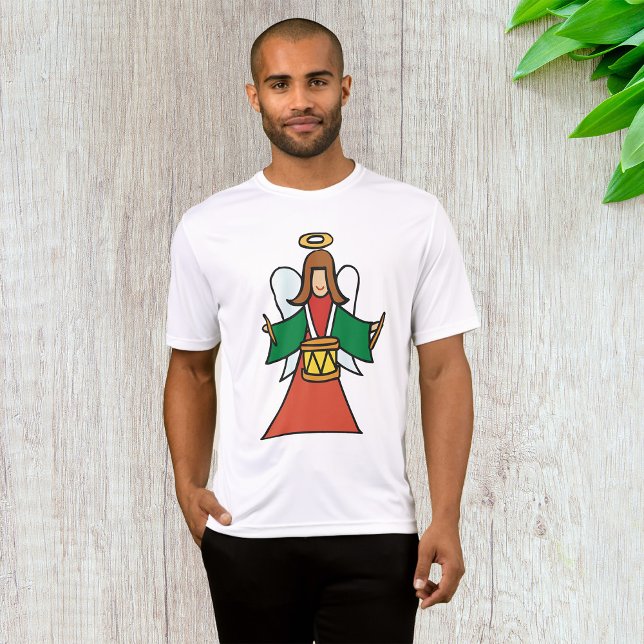 Camiseta Design de Música Natal Angel Drummer Holider (Criador carregado)