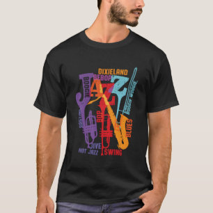 Camiseta Design De Música Para Jazz Dixieland Swing Blues M