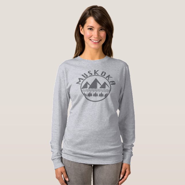 Camiseta Design de Muskoka - Camisa-T Básica de Capa Longa (Frente Completa)