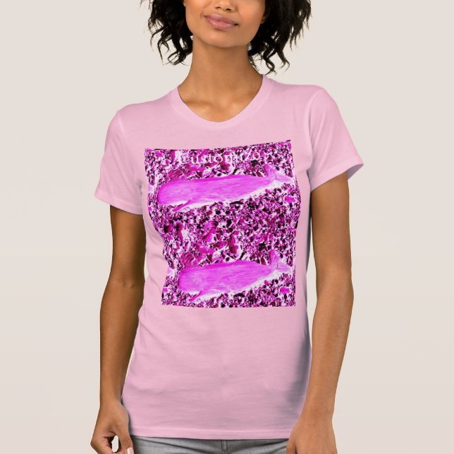 Camiseta Design de natação de baleia rosa (Frente)