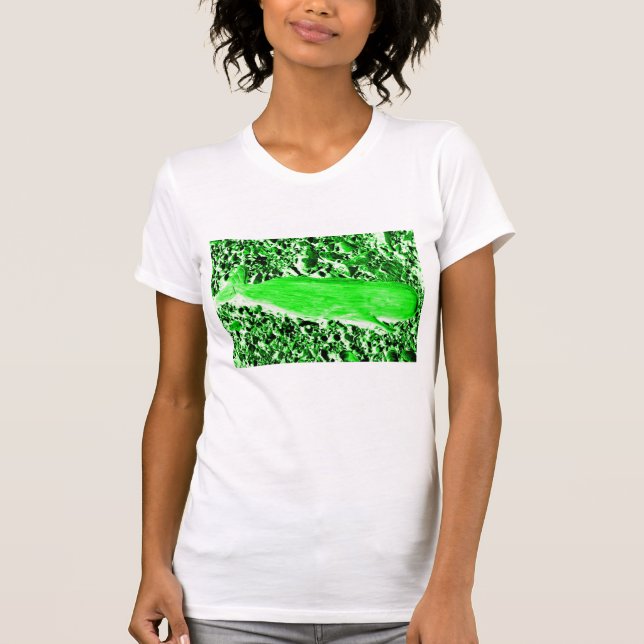 Camiseta Design de natação de baleia verde (Frente)