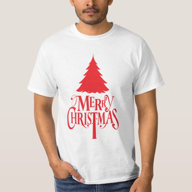 Camiseta Design de Natal com árvore vermelha (Frente)
