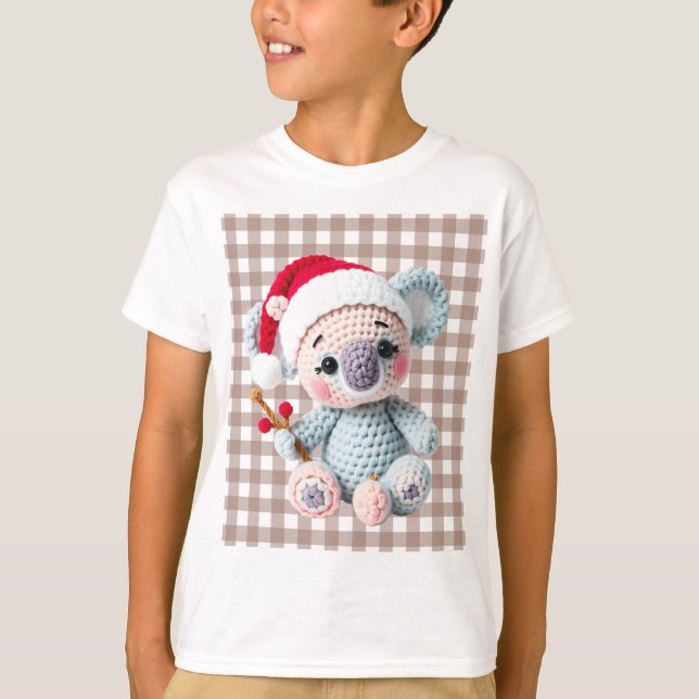 Camiseta Design de Natal de Coala com Gancho de Entalhe de  (Frente)