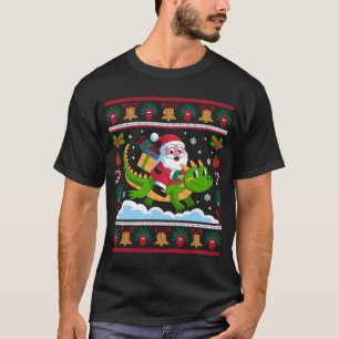 Camiseta Design de Natal do Papai Noel montando um dragão