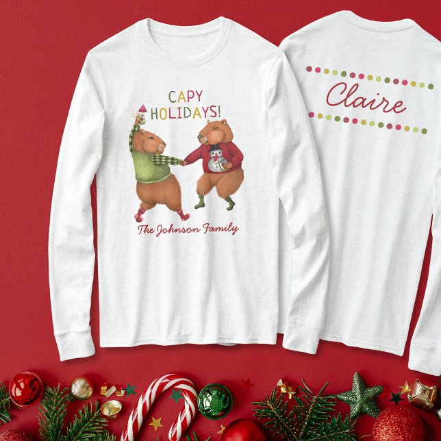 Camiseta Design de Natal Engraçado Capybara com Nome Person (Criador carregado)