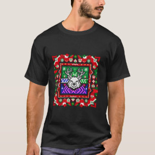 Camiseta Design de Natal Feio com Papais noeis Deer Deen Hu