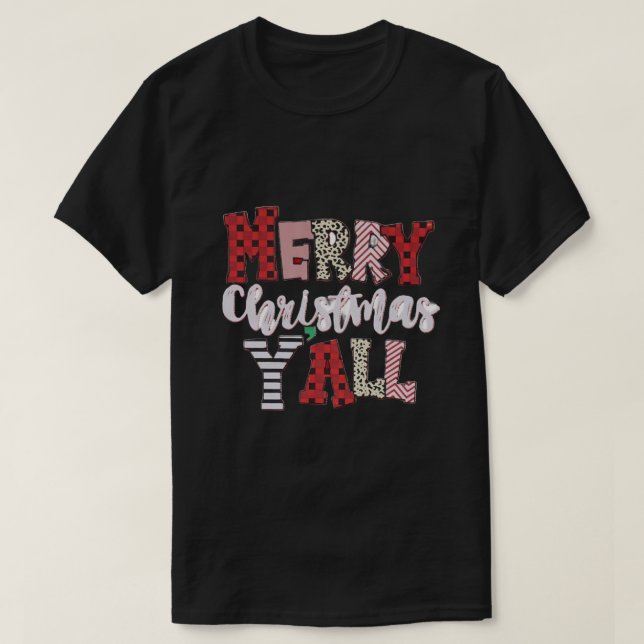 Camiseta design de Natal feliz Y'all (Frente do Design)